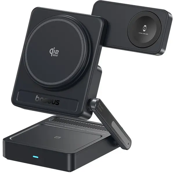 BASEUS Incarcator wireless Baseus PicoGo AF21 3-in-1, Qi2.2, 35W, Negru
