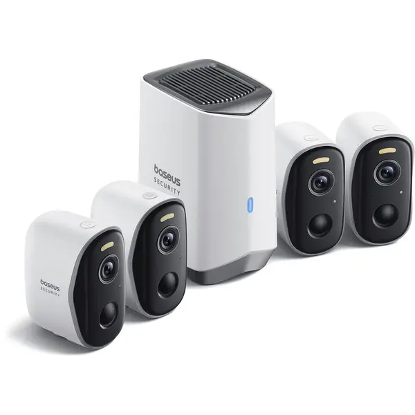 BASEUS Kit supraveghere video Baseus Security N1 Plus, 2K HD, IP67, Night Vision, Autonomie 270 zile, HomeStation H1 + 4 camere video