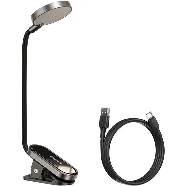 BASEUS Lampa pentru citit Baseus Comfort, LED, 3 trepte intensitate luminoasa, acumulator 400mAh, culoare 4000k, Negru