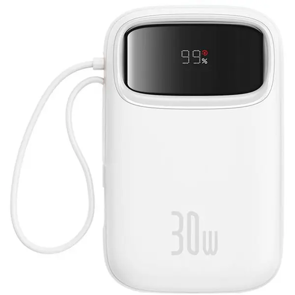 BASEUS Power bank Baseus, QPow 2, 10000mAh, 30W, 2xUSB-C, Alb
