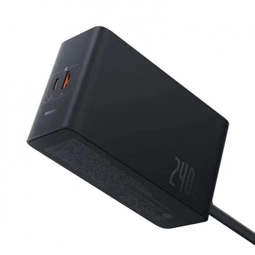 BASEUS Statie de Incarcare GaN, 3x USB-C, USB, DC, 240W, 1m - Baseus (P10163901113-00) - Black