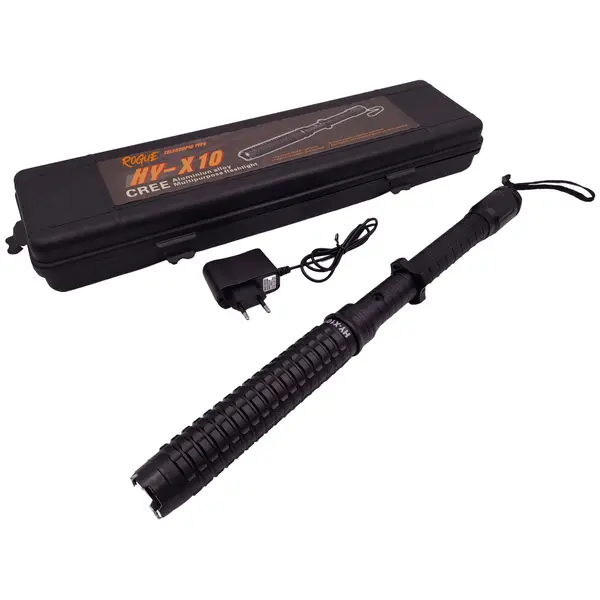 Baston cu electrosoc extensibil DEPOX , X10 Rogue, negru, full metalic, 49 cm, cutie transport