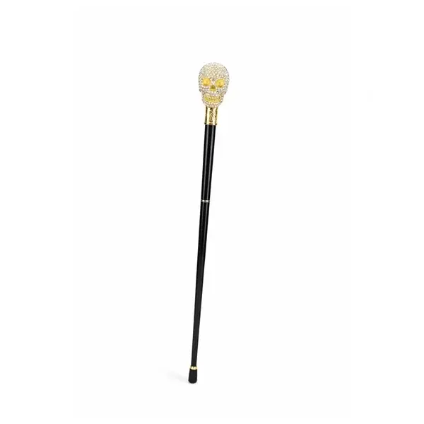 Baston de mers, decorativ, DEPOX , Cap de craniu, metalic, 92 cm, auriu negru