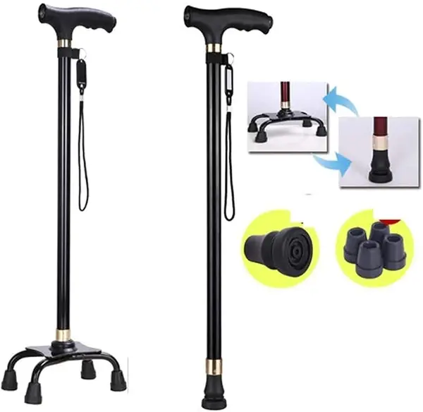 Baston de sprijin reglabil cu 4 puncte de sustinere, greutate suportata 110 kg, negru