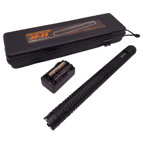 Baston electrosoc si lanterna DEPOX , Renegade X8, metalic, 35 cm, negru, cutie inclusa