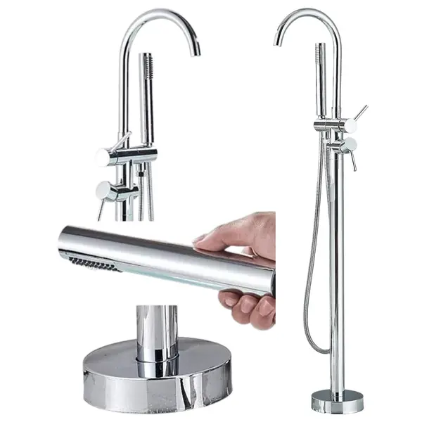 Baterie Baie Independenta BisDesign Pentru Cada, Montaj podea, Tip freestanding, Cadru Rotund, Finisaj Crom Lucios, Dimensiune 117 cm