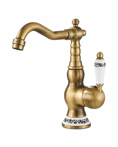 Baterie Baie si Bucatarie, Finisaj Bronz Antichizat cu Inele Ceramice, Inaltime 23 cm