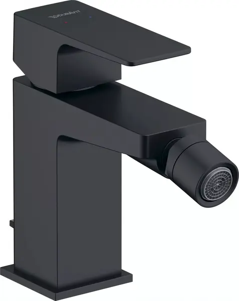 Baterie bideu Duravit Manhattan MH2400001046, marime S, cartus ceramic, set evacuare cu tija, 138 mm, ventil, Negru mat