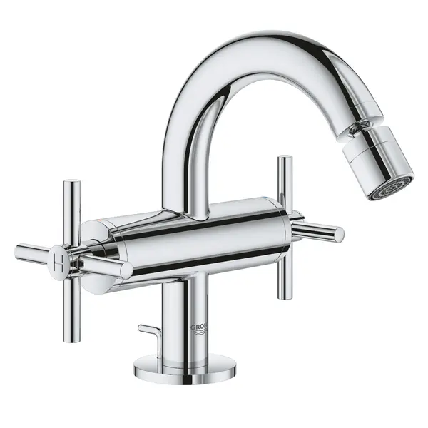 Baterie bideu Grohe Atrio 24027003, 3/8 inch, dubla comanda, cartus ceramic, evacuare cu tija, marimea S, Crom