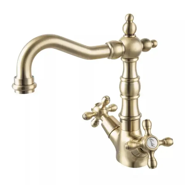 Baterie bucatarie cu pipa tip lebada, bronz, FDesign Lacrima