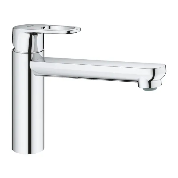 Baterie bucatarie Grohe Bauflow 31688000, 3/8, monocomanda, tip L, pipa medie, cartus ceramic, pivotanta, Argintiu