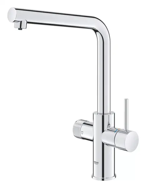 Baterie bucatarie Grohe Blue Pure Minta 30588000, inalta, tip L, filtrare, 2 functii, dubla comanda, Crom
