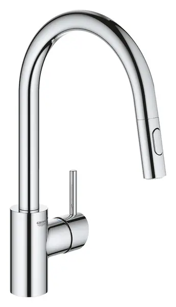 Baterie bucatarie Grohe Concetto 31483002, 3/8, monocomanda, tip C, pipa inalta, pivotanta, dus extractabil, 2 pulverizari, Crom