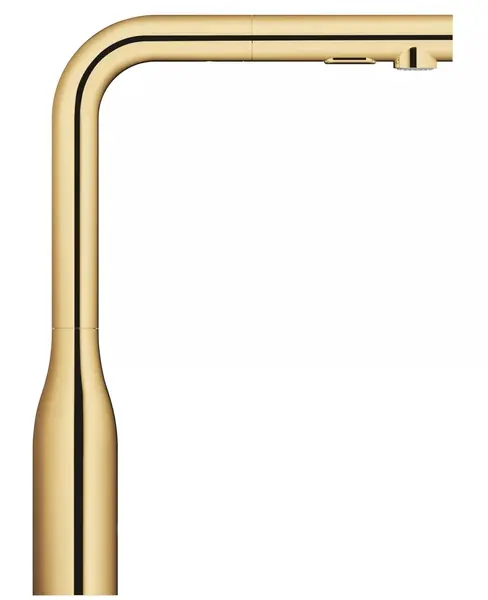 Baterie bucatarie Grohe Essence 30504GL0, 3/8 inch, inalta, tip L, dus, 2 functii, monocomanda, Auriu lucios
