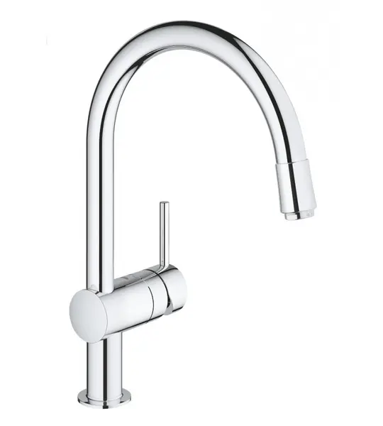 Baterie bucatarie Grohe Minta II 32918000, pipa pivotanta, limitator de debit, protectie reflux, Crom
