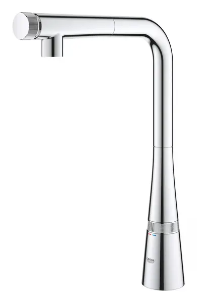 Baterie bucatarie Grohe Scala 30442000, inalta, tip L, dus, dubla comanda, Crom