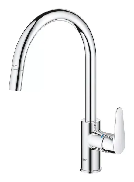 Baterie bucatarie Grohe StartCurve 30562000, inalta, tip C, dus extractabil, monocomanda, Crom