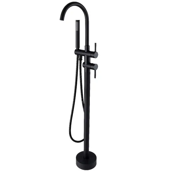 Baterie cada freestanding negru mat Besco Illusion I