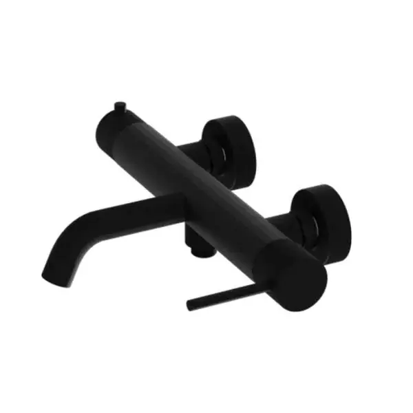 Baterie cada montaj pe perete, negru mat, din alama sanitara, pipa fixa, 19.8 cm, LaVita Verdi