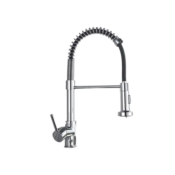 Baterie Chiuveta Bucatarie, 2 Moduri de Curgere cu Dus Extractabil, Finisaj Crom Lucios, Dimensiune 44 cm