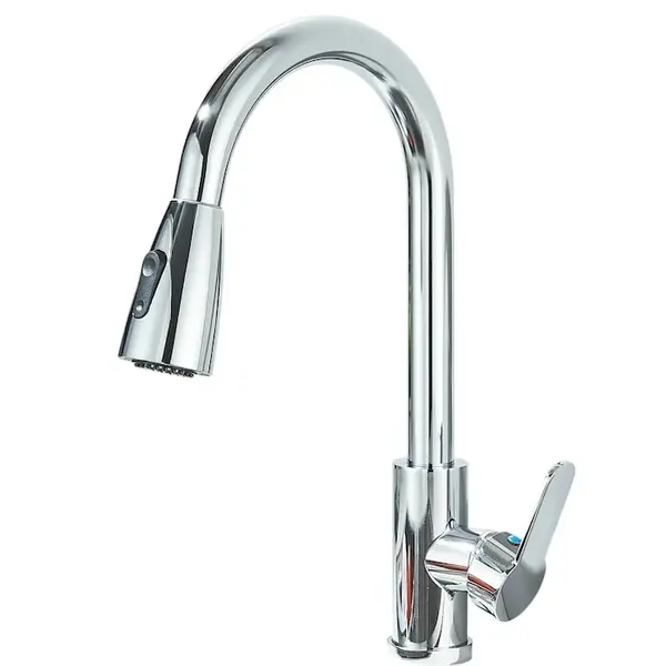 Baterie Chiuveta Bucatarie BisDesign , 3 Moduri de Curgere cu Dus Extractabil, Finisaj Crom Lucios, Dimensiune 40 cm