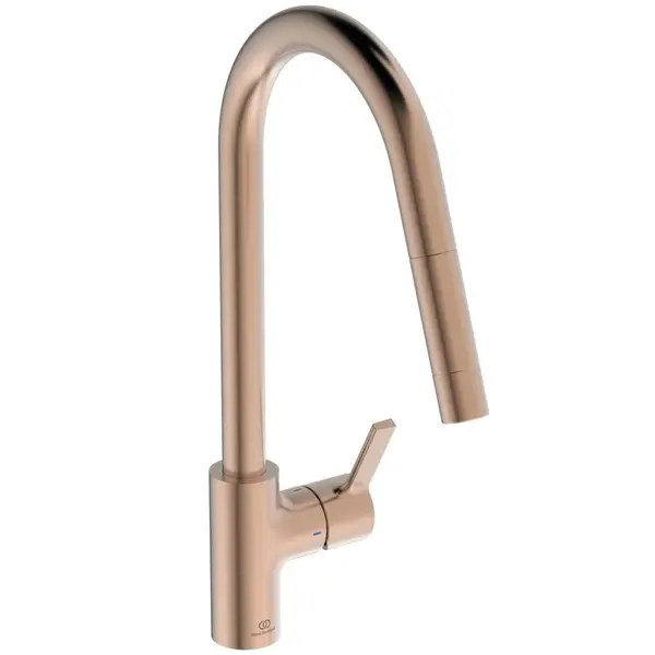 Baterie chiuveta bucatarie cu dus extractibil Ideal Standard Gusto cupru sunset rose