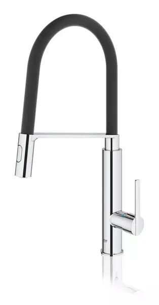 Baterie de bucatarie Grohe Feel 31489000, 3/8 inch, tip C, pipa extra-inalta, dus extractabil, 2 functii, Crom