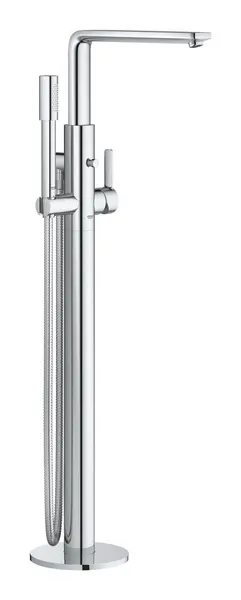 Baterie de cada Grohe Lineare 23792001, montare pe podea, 1/2 inch, monocomanda, include set de dus, pivotanta, o pulverizare, necesita set fixare, Crom
