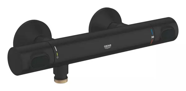 Baterie dus Grohe 347932430, GRT 500 THM Shw Exp, aparenta, termostat, dubla comanda, Negru mat