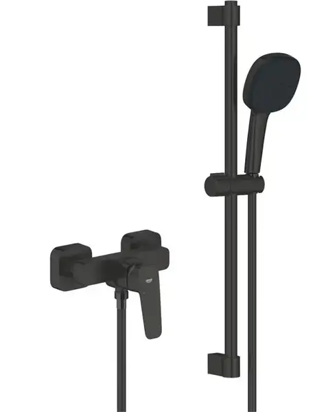 Baterie dus Grohe Cubeo 1018252430, aparenta, set dus, mat, Negru