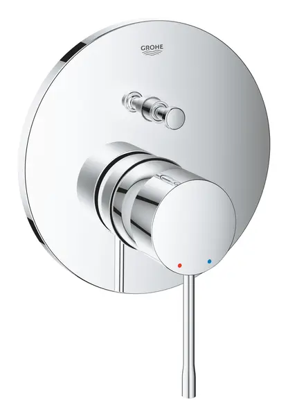 Baterie dus Grohe Essence 24167001, 1/2, monocomanda, diverter, 2 iesiri, necesita set fixare, Crom