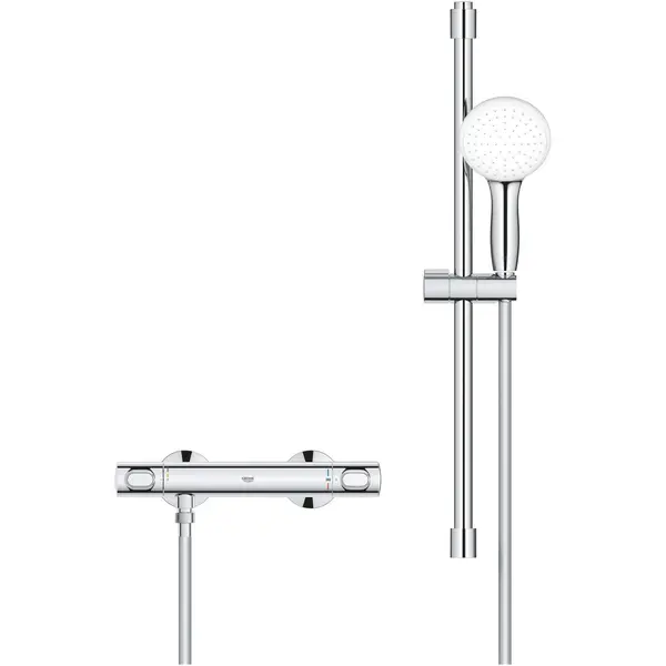 Baterie dus Grohe Grohtherm 500, aparenta, termostat, coloana dus, 600 mm, 34796001, Crom