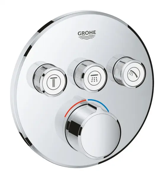 Baterie dus Grohe Smartcontrol 29146000, 3 iesiri, push&turn, masca metalica, filtru impuritati, necesita set fixare, Crom