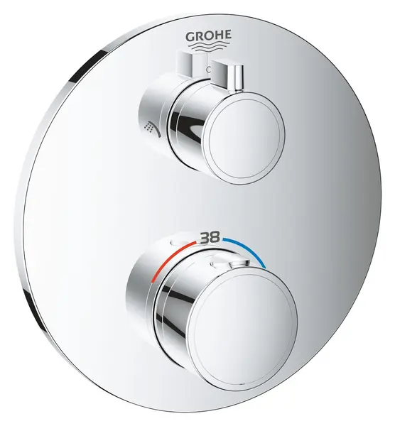Baterie dus Grohtherm THM trimset shower round 24076000, 2 cai, termostat, Crom