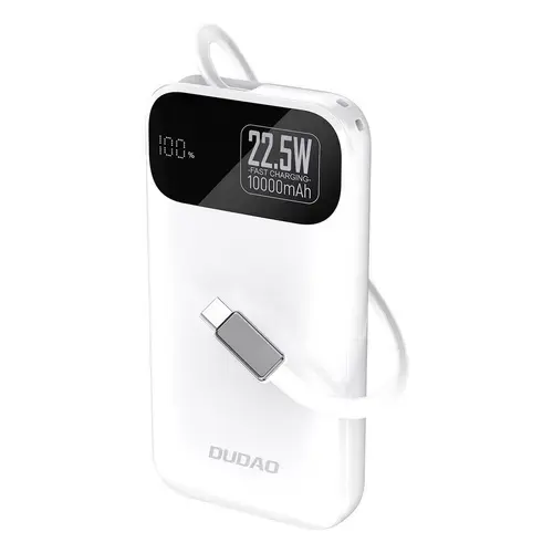 Baterie externa 10000 mAh Dudao K31, 22.5W, USB-C, Display LED, Alb