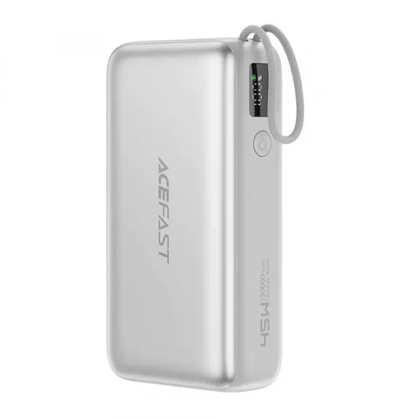 Baterie Externa Acefast M34, 20000mAh, 45W, QC + PD , 1 x USB-A - 2 x USB-C, Argintie