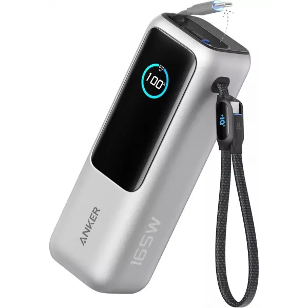 Baterie Externa Anker, 25000mAh, 165W, QC + PD, 1 x USB-A - 3 x USB-C, Argintie, Resigilata A1695H41