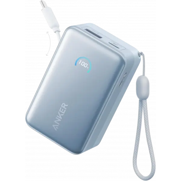Baterie Externa Anker Nano, 10000mAh, 45W, QC + PD, 1 x USB-A - 2 x USB-C, Albastra