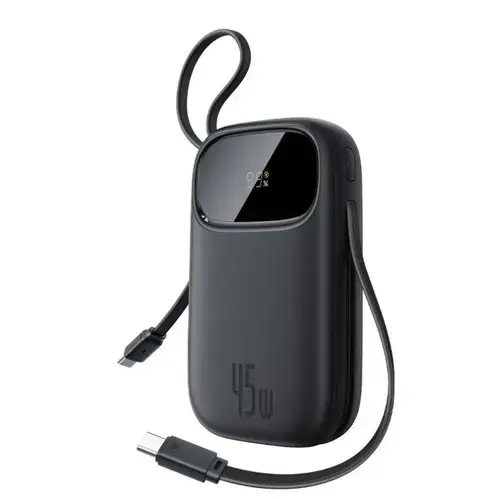 Baterie externa Baseus EnerFill FC31 10.000 mAh, USB-C, USB-A, cabluri USB-C duale, Digital Display, 45W (Negru)