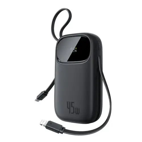 Baterie externa Baseus EnerFill FC31 Qpow 3 20.000 mAh, 45W, cablu USB-C si Lightning incorporat (Negru)