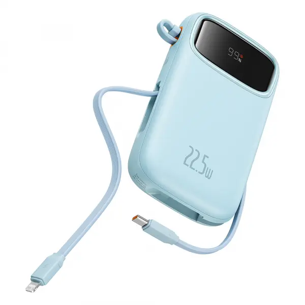 Baterie Externa Baseus Qpow Pro+, 20000mAh, 22.5W, QC + PD, 1 x Lightning - 1 x USB-A - 2 x USB-C, Albastra P10055002313-00