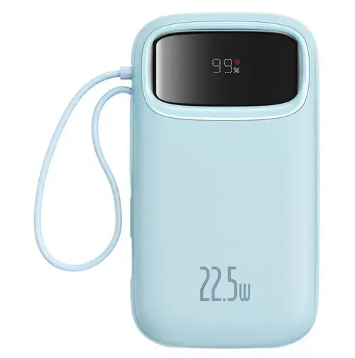 Baterie externa Baseus Qpow2 P10055002313-00, Baseus Qpow Pro+, 20000mAh, 22.5W, QC + PD, 1 x Lightning - 1 x USB-A - 2 x USB-C (Albastru)
