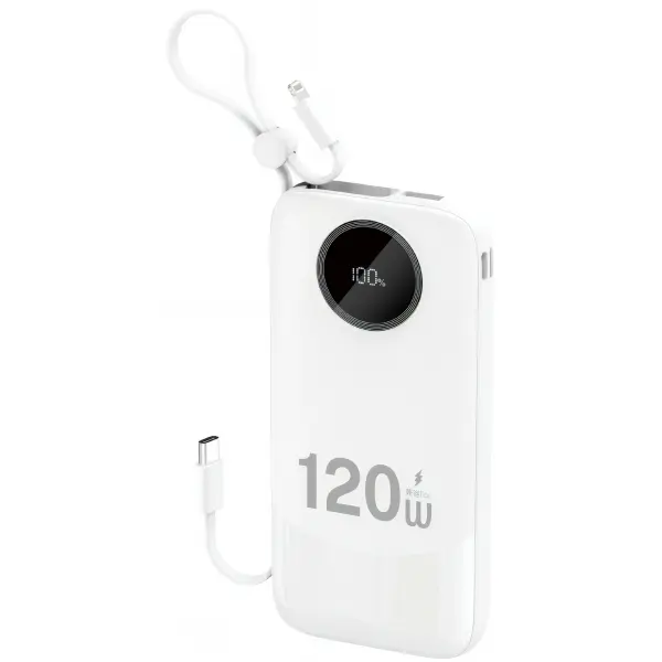 Baterie Externa Dudao K13, 10000mAh, 22.5W, QC + PD, 1 x Lightning - 1 x USB-A - 2 x USB-C, Alba