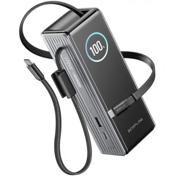 Baterie Externa EcoFlow Rapid, 25000mAh, 170W, QC + PD, 1 x USB-A - 3 x USB-C, Gri