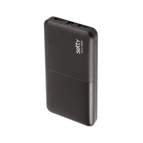 Baterie Externa Setty, 10000mAh, 10W, 2 x USB-A, Neagra