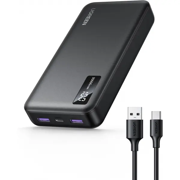 Baterie Externa UGREEN PB312, 20000mAh, 22.5W, QC + PD, 1 x USB-C - 2 x USB-A, Neagra