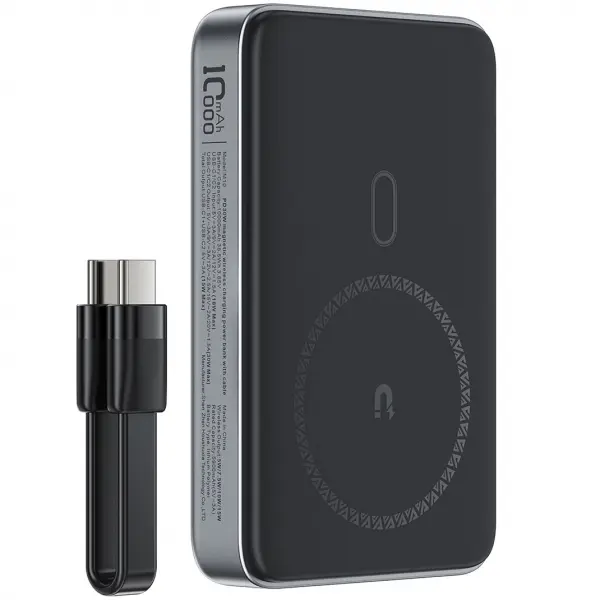 Baterie Externa Wireless Acefast M10, 10000mAh, 30W, PD + FQI, 1 x QI - 2 x USB-C, Neagra