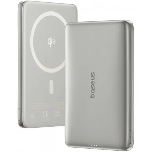 Baterie Externa Wireless Baseus PicoGo AM41, 10000mAh, 27W, PD + FQI, 1 x QI - 1 x USB-C, Bej E0027203