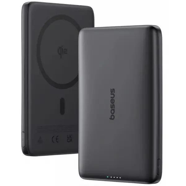 Baterie Externa Wireless Baseus PicoGo AM41, 10000mAh, 27W, PD + FQI, 1 x QI - 1 x USB-C, Neagra E0027201