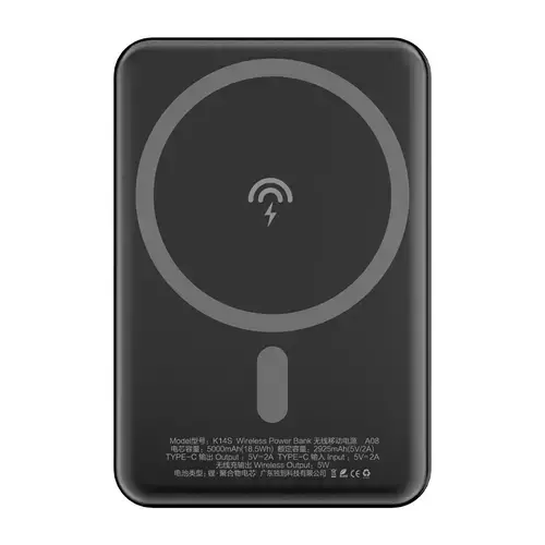 Baterie Externa Wireless Dudao K14S, 5000mAh, 10W, PD + QI, 1 x QI - 1 x USB-C, Neagra